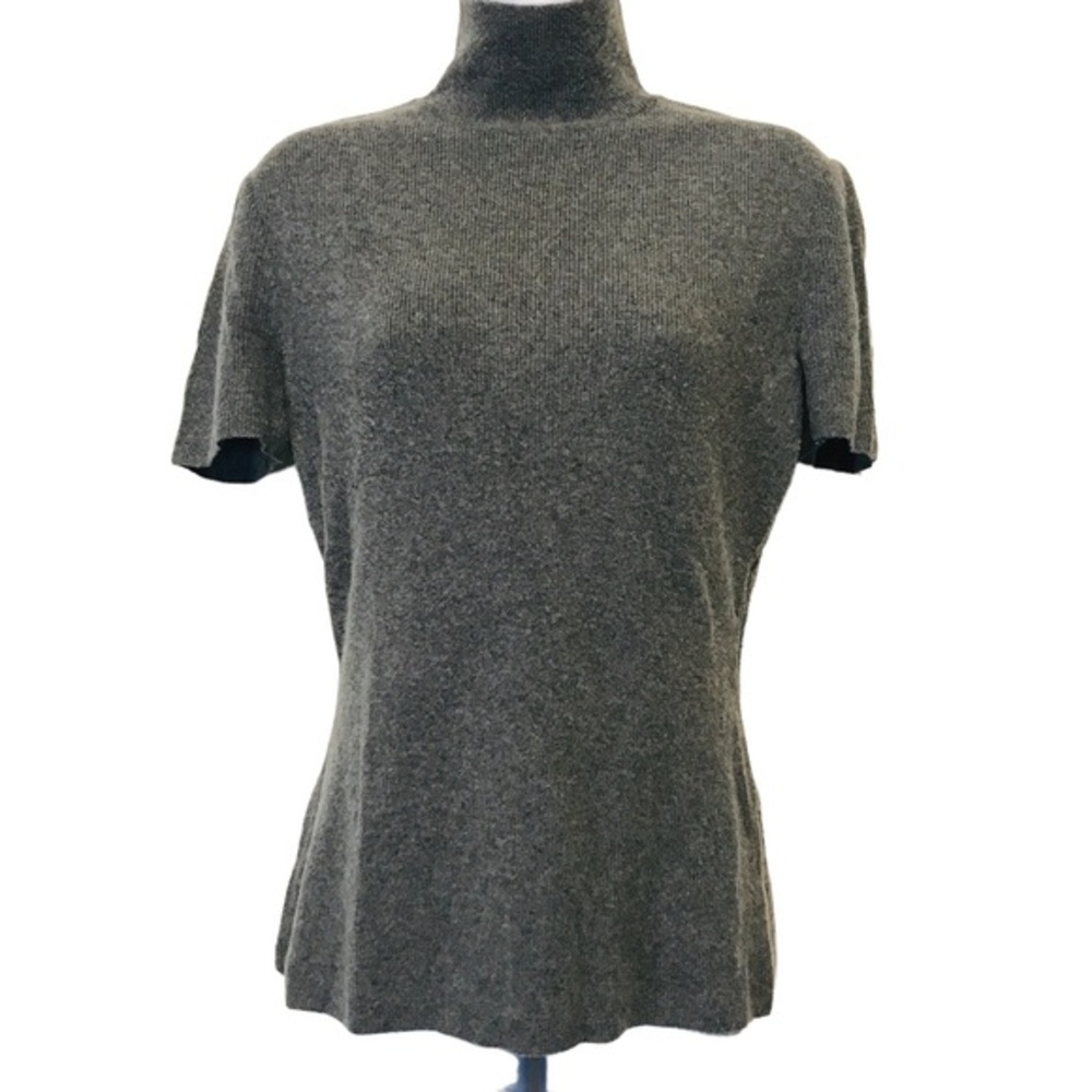 Vintage Valentino gray short sleeves mock neck‎ cashmere wool blend sweater M